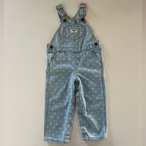 Oshkosh light wash with polka dots overalls
